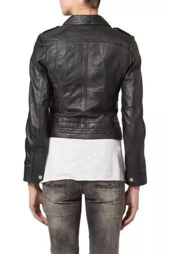 women's black lambskin leather biker jacket classic moto zip style premium versatile