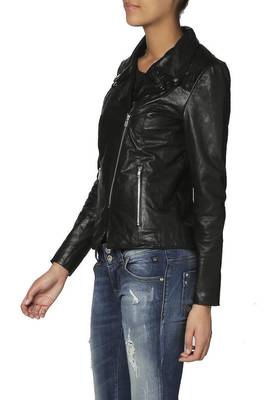 women's black lambskin leather biker jacket classic moto zip style premium timeless 2