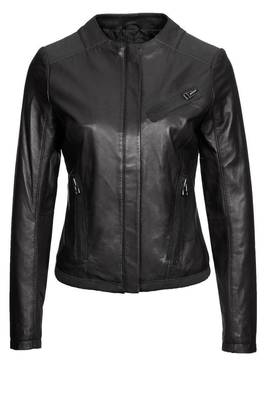 women's black lambskin leather biker jacket classic moto zip style premium distinctive 1