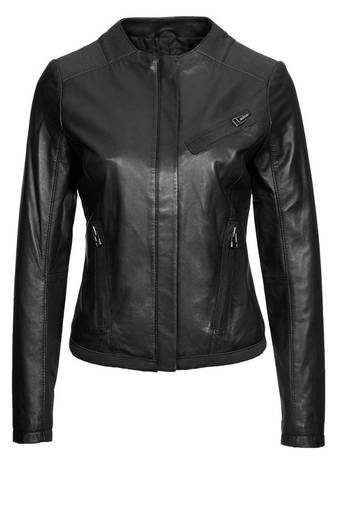 Women’s genuine lambskin black leather biker jacket slim fit designer motorcycle-c75