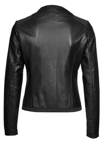 women's black lambskin leather biker jacket classic moto zip style premium distinctive