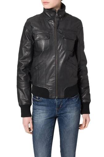 Women black 100% lambskin leather jacket biker motorcycle napa leather jacket-78