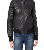 women's black napa leather biker jacket classic moto zip style premium fine