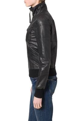 women's black napa leather biker jacket classic moto zip style premium fine 2