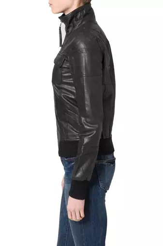 women's black napa leather biker jacket classic moto zip style premium fine