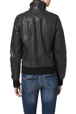 women's black napa leather biker jacket classic moto zip style premium fine 3