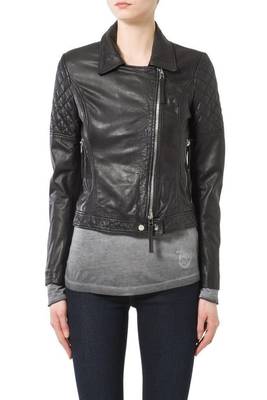 women's black napa leather biker jacket classic moto zip style premium ultimate 4