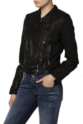 women's black napa leather biker jacket classic moto zip style premium advanced 2