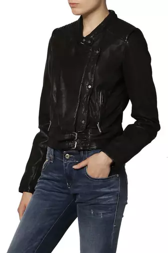 women's black napa leather biker jacket classic moto zip style premium advanced