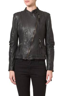 women's black napa leather biker jacket classic moto zip style premium featured 1
