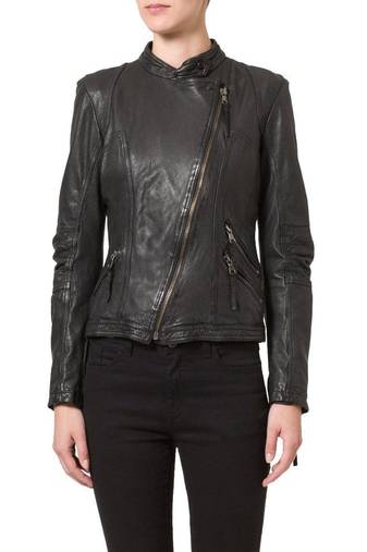 Women black 100% lambskin black leather jacket biker motorcycle napa leather jacket-83