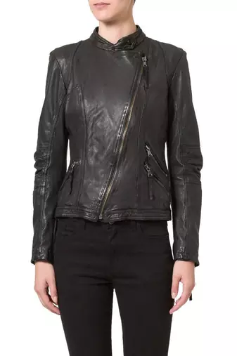 Women black 100% lambskin black leather jacket biker motorcycle napa leather jacket-83