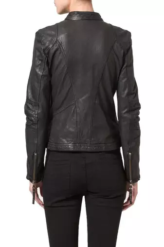 women's black napa leather biker jacket classic moto zip style premium featured