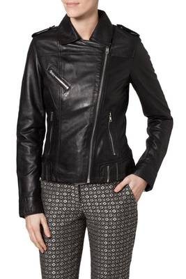 women's black napa leather biker jacket classic moto zip style exclusive premium 1