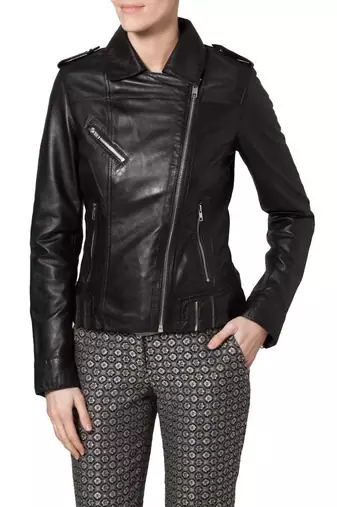 Women black 100% lambskin black leather jacket biker motorcycle napa leather jacket-84