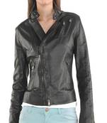 women's black napa leather biker jacket classic moto zip style exclusive modern