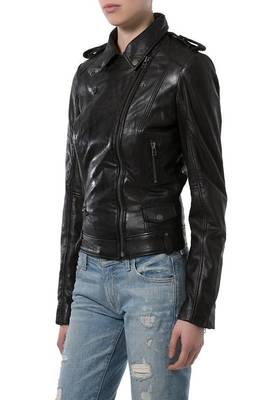 women's black napa leather biker jacket classic moto zip style exclusive stylish 2