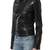 Women black 100% lambskin black leather jacket biker motorcycle napa leather jacket-88