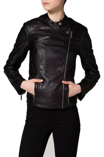 Women black 100% lambskin black leather jacket biker motorcycle napa leather jacket-89
