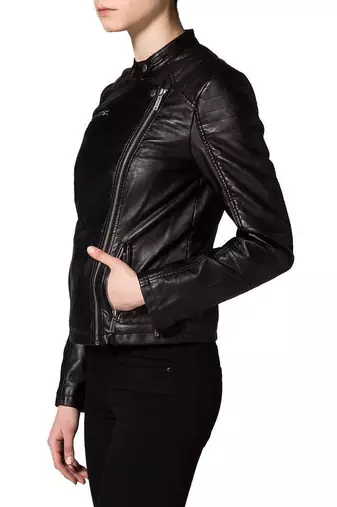 women's black napa leather biker jacket classic moto zip style exclusive authentic