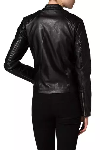 women's black napa leather biker jacket classic moto zip style exclusive authentic