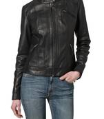 women's black napa leather biker jacket classic moto zip style exclusive genuine