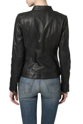 women's black napa leather biker jacket classic moto zip style exclusive genuine 3