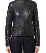 women's black napa leather biker jacket classic moto zip style exclusive refined