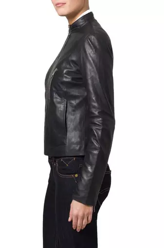 women's black napa leather biker jacket classic moto zip style exclusive refined