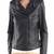 Women black 100% lambskin black leather jacket biker motorcycle napa leather jacket-94