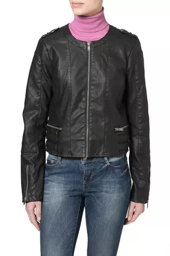 Women black 100% lambskin black leather jacket biker motorcycle napa leather jacket-95