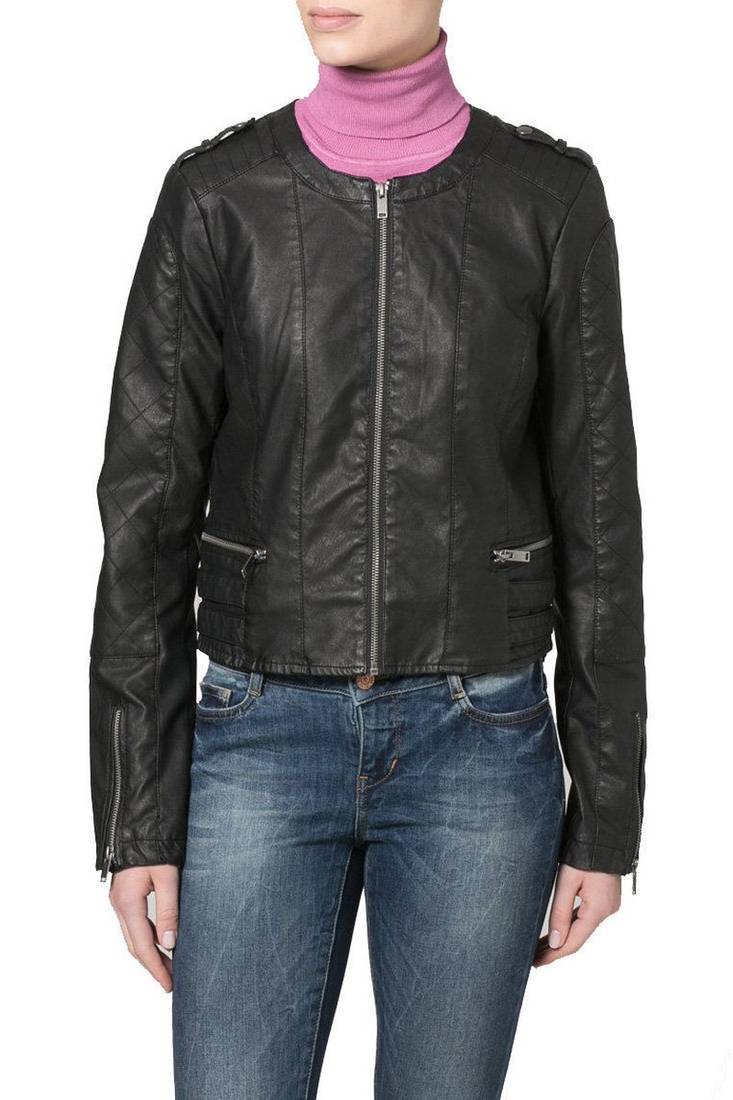 Women black 100% lambskin black leather jacket biker motorcycle napa leather jacket-95