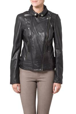 women's black napa leather biker jacket classic moto zip style exclusive classic 1