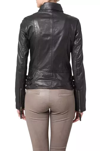 women's black napa leather biker jacket classic moto zip style exclusive classic