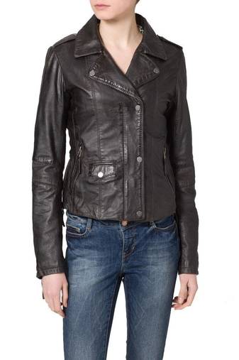 Women black 100% lambskin black leather jacket biker motorcycle napa leather jacket-97