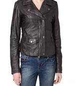 women's black napa leather biker jacket classic moto zip style exclusive versatile