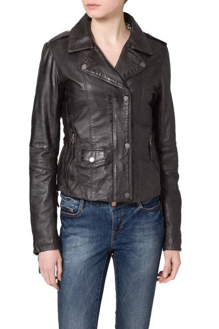 Women black 100% lambskin black leather jacket biker motorcycle napa leather jacket-97