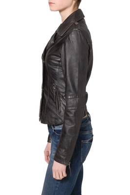 women's black napa leather biker jacket classic moto zip style exclusive versatile 3