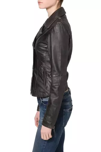 women's black napa leather biker jacket classic moto zip style exclusive versatile