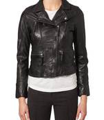 women's black napa leather biker jacket classic moto zip style exclusive timeless