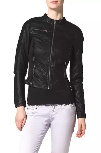 Women black 100% lambskin black leather jacket biker motorcycle napa leather jacket-99