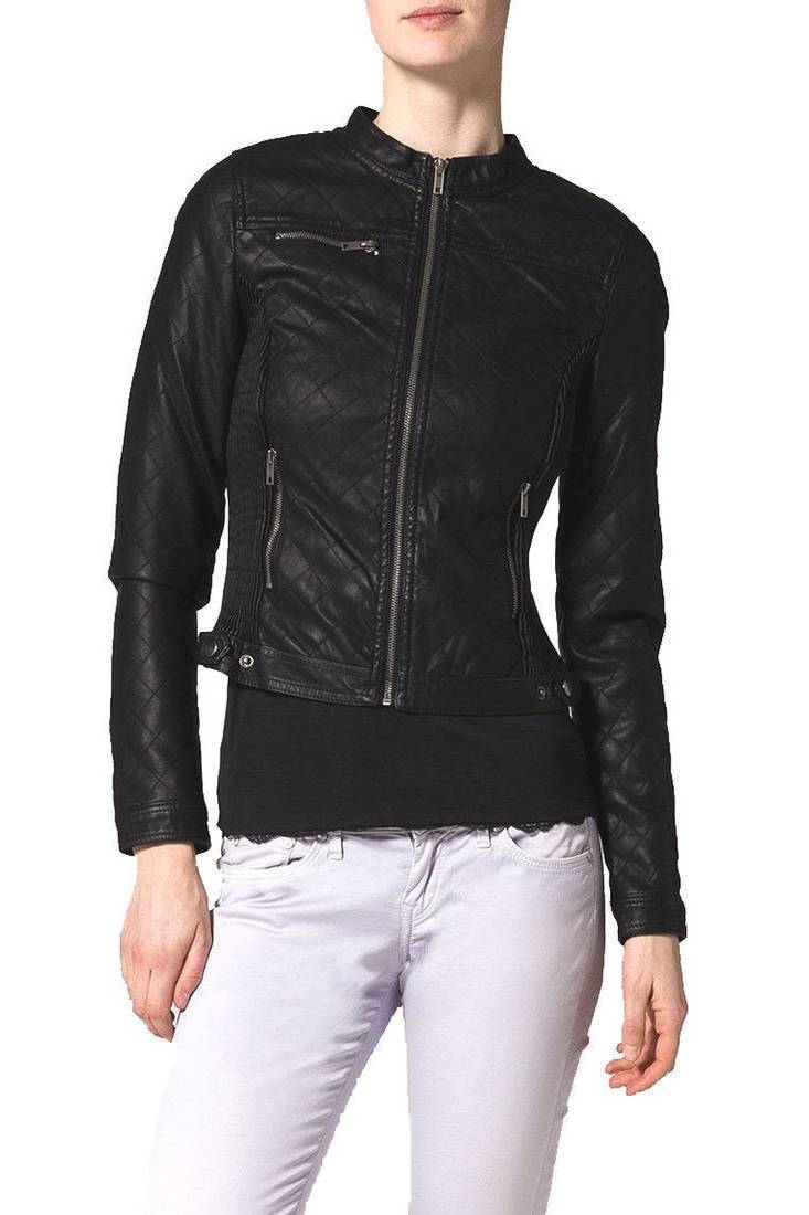 Women black 100% lambskin black leather jacket biker motorcycle napa leather jacket-99