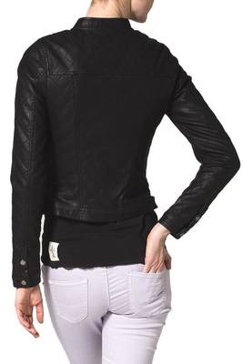 women's black napa leather biker jacket classic moto zip style exclusive distinctive 3