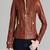 Women 100% lambskin brown leather jacket biker motorcycle napa leather jacket-100