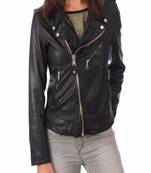 women's black napa leather biker jacket classic moto zip style exclusive luxury