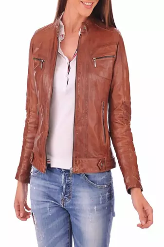 women's genuine lambskin leather biker jacket classic moto zip style sophisticated