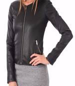 women's black lambskin leather biker jacket classic moto zip style premium deluxe