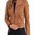 Women’s genuine lambskin brown leather biker jacket slim fit designer motorcycle-c108