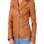 Women’s genuine lambskin brown leather biker jacket slim fit designer motorcycle