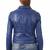 Women’s genuine lambskin blue leather biker jacket slim fit designer motorcycle-c108